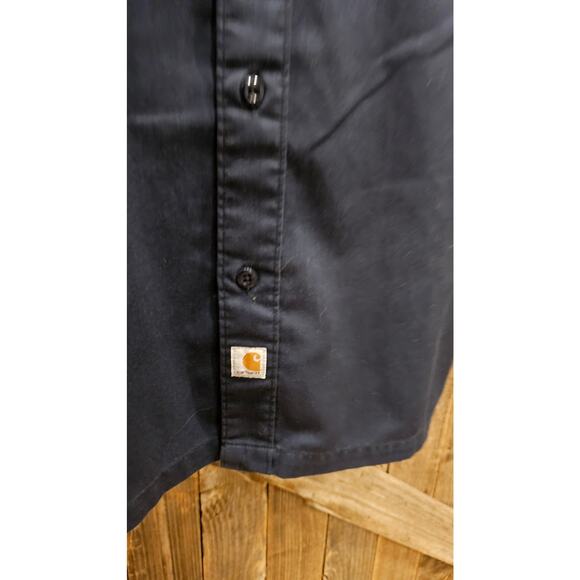 Carhartt Long Sleeve Twill Work Shirt L navy NWOT thick cotton button up casual - Picture 4 of 8